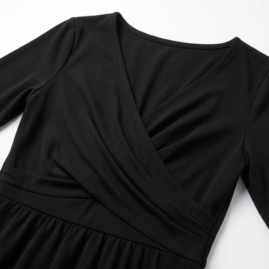 Classic Black A-Line Midi Dress