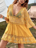 Solara Lace Beach Cover-Up – Black