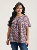 Plus Size Floral Ruffle-Sleeve Blouse