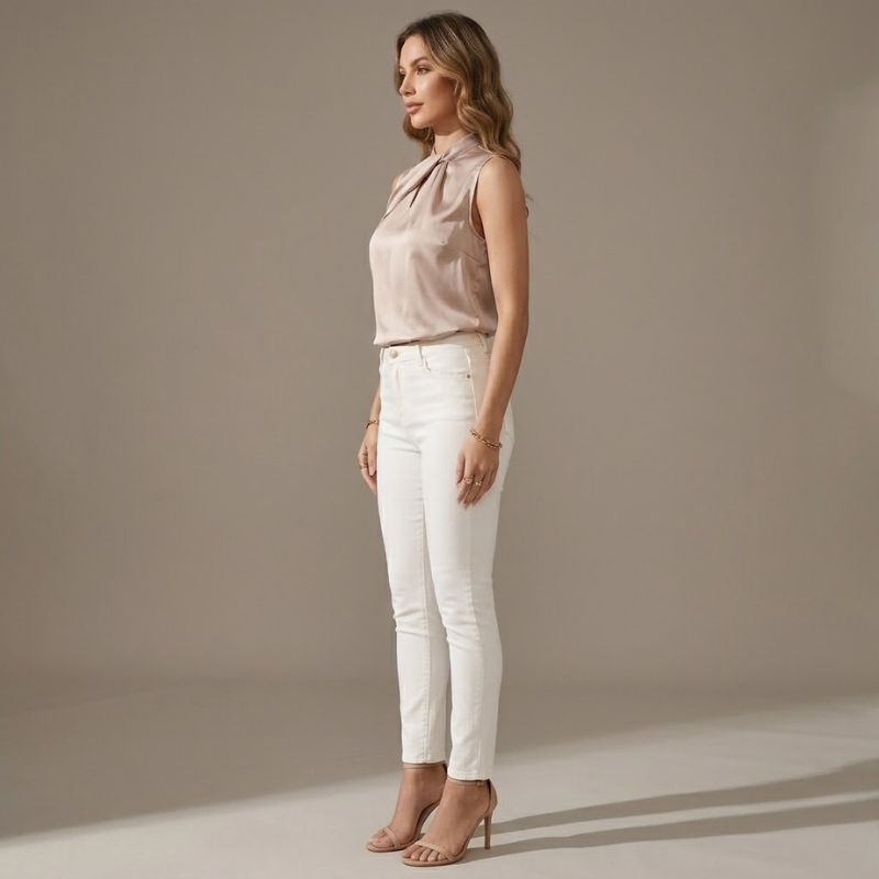 Women's Satin Sleeveless Blouse – Gold