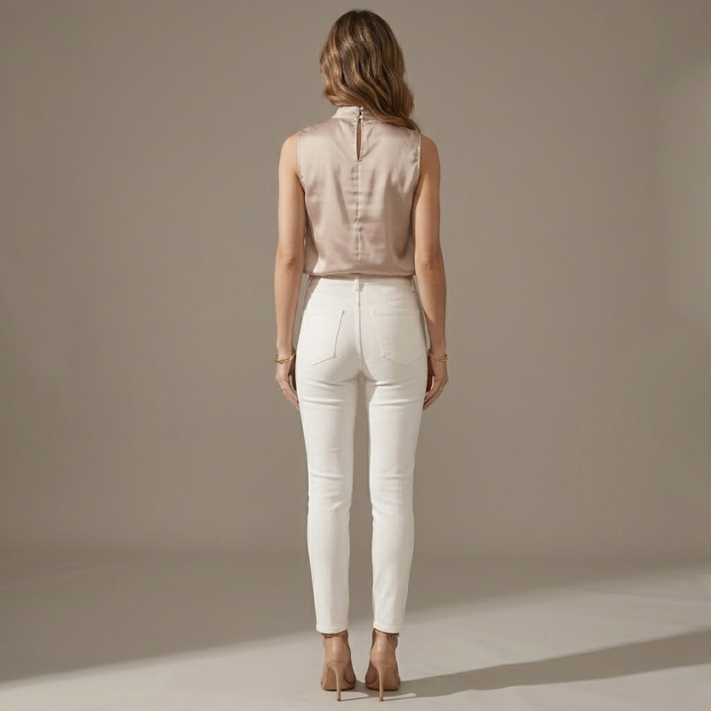 Women's Satin Sleeveless Blouse – Gold