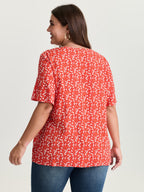 Plus Size Floral Ruffle-Sleeve Blouse