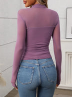 Women's Mock-Neck Long-Sleeve Top – Yellow