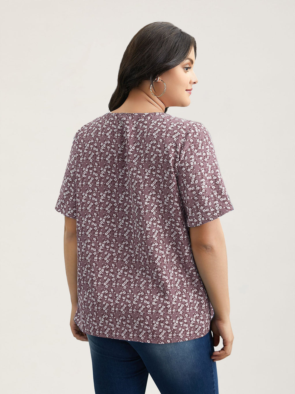 Plus Size Floral Ruffle-Sleeve Blouse