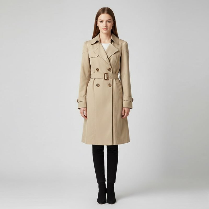 Women's Button-Front Trench Coat – Beige