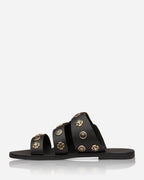 Eastwood Western Leather Slide – Black/Gold by Aurelia Sun