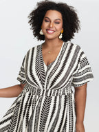 Plus Size Shirred Split-Hem Midi Dress