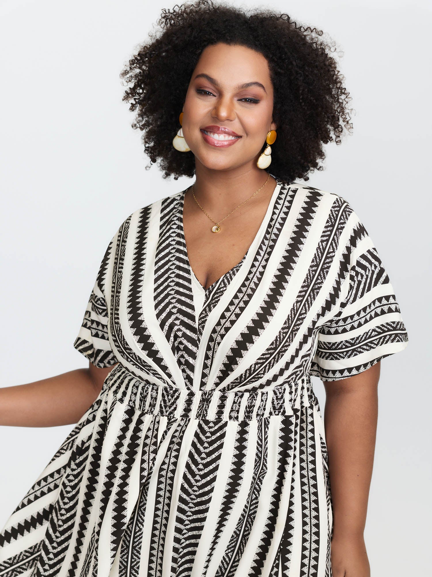 Plus Size Shirred Split-Hem Midi Dress