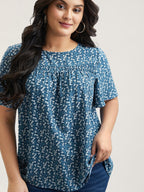 Plus Size Floral Ruffle-Sleeve Blouse