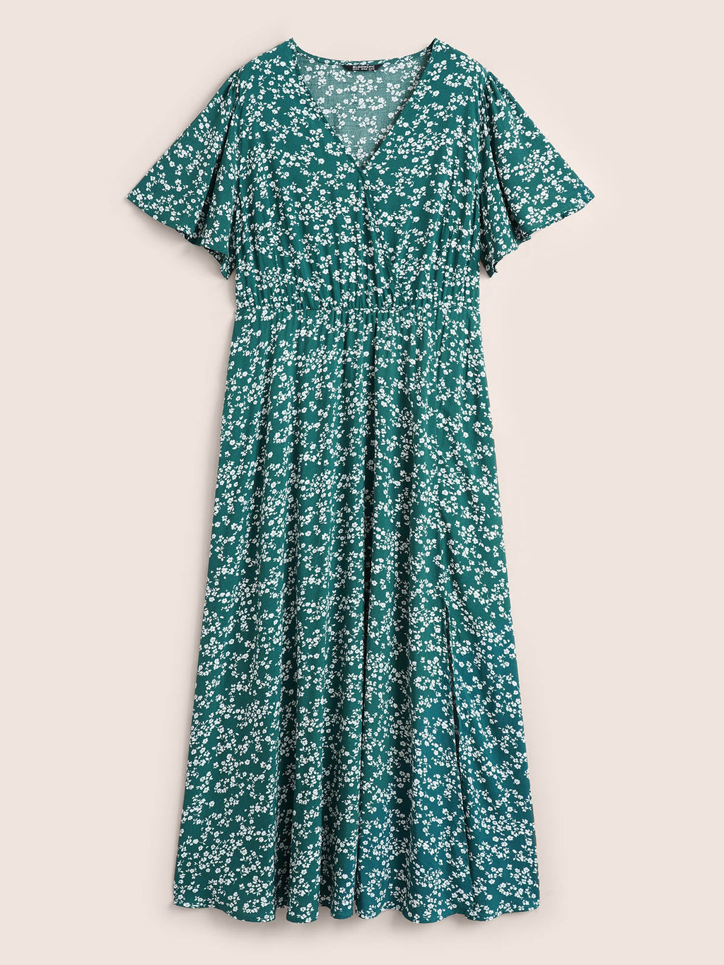 Plus Size Ditsy Floral Flutter-Sleeve Maxi Dress