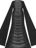 Women's Rhinestone Cape Maxi Dress