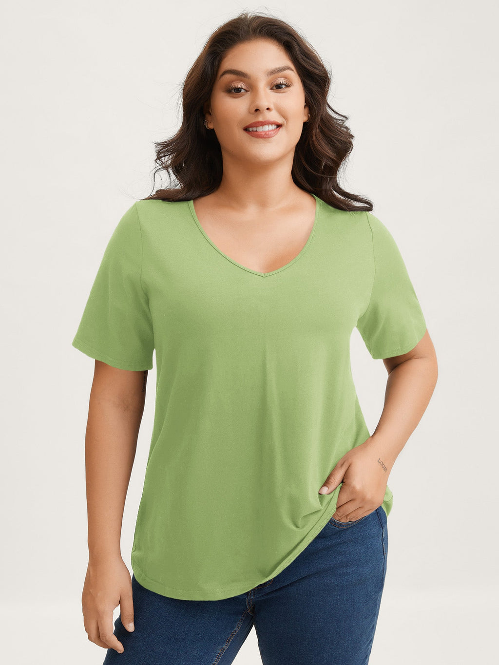 Plus Size Cotton V-Neck T-Shirt