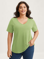Plus Size Cotton V-Neck T-Shirt