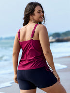 Plus Size Tropical Drawstring Swim Top