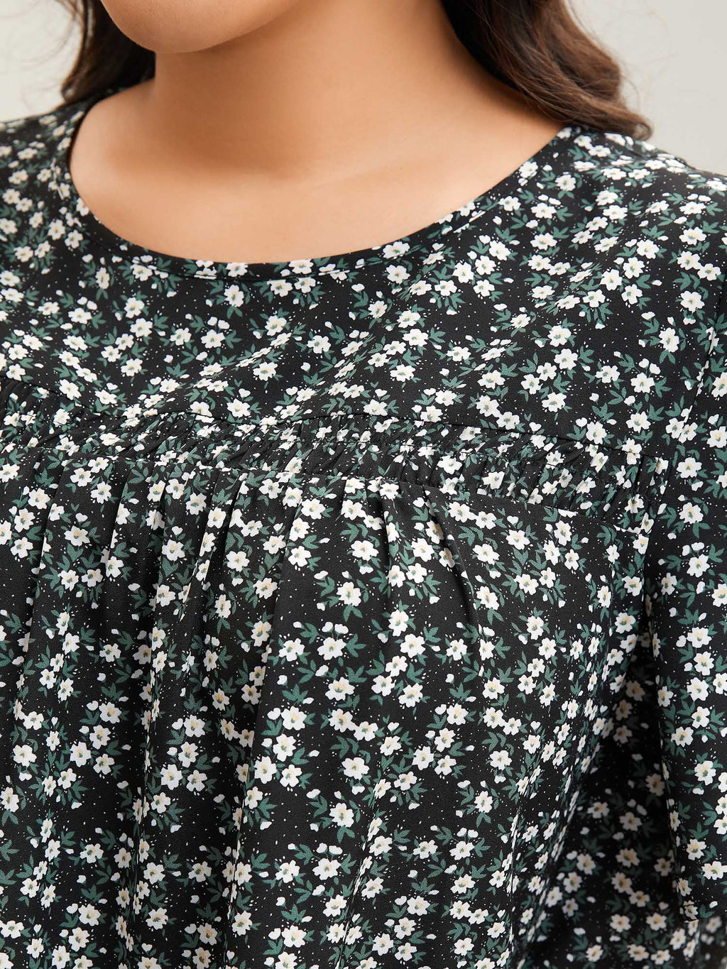 Plus Size Floral Ruffle-Sleeve Blouse