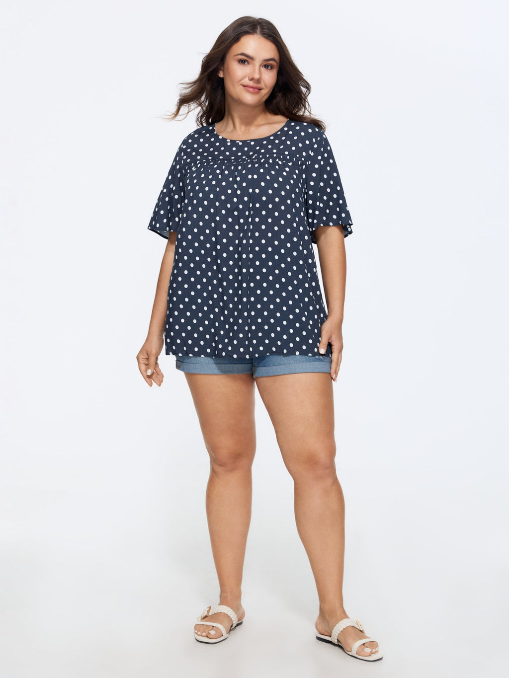 Plus Size Floral Ruffle-Sleeve Blouse