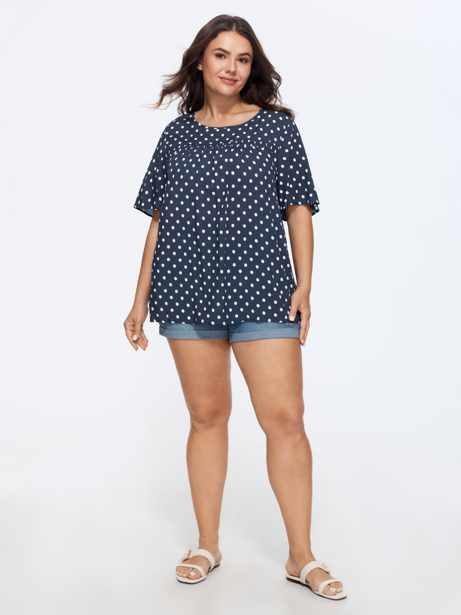 Plus Size Floral Ruffle-Sleeve Blouse