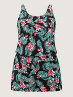 Plus Size Tropical Floral One-Piece Swimsuit
