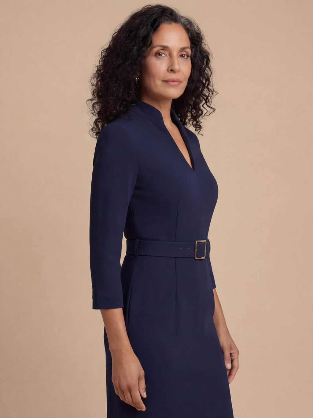 Belted Structured Midi Dress