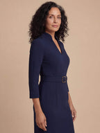 Belted Structured Midi Dress