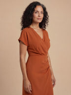 Wrap-Neck Summer Midi Dress