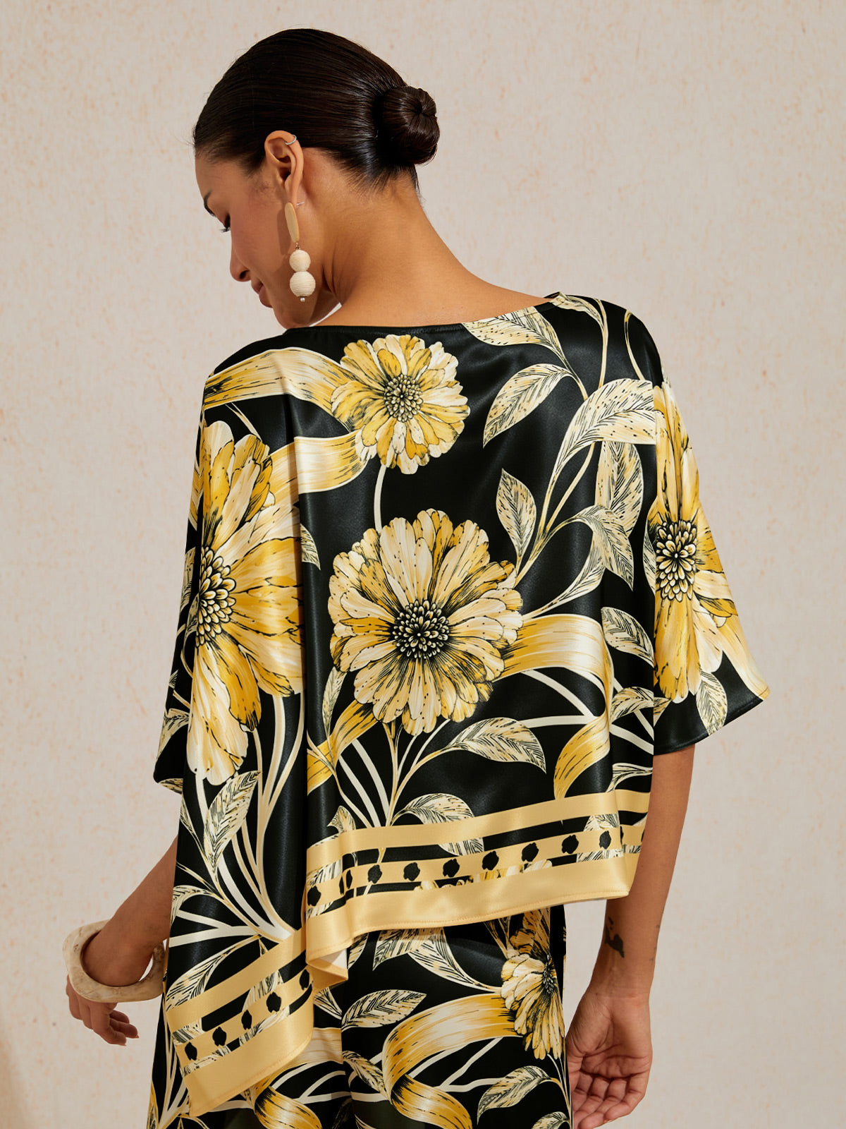 Golden Petal Satin Batwing Top by Aurelia Sun