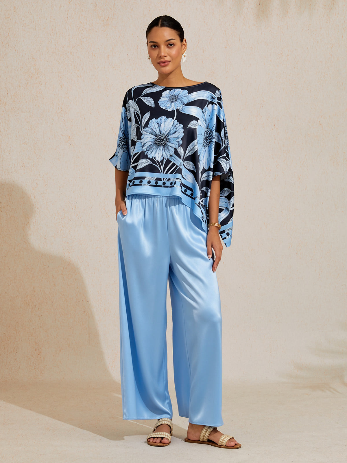 Golden Petal Satin Batwing Top by Aurelia Sun