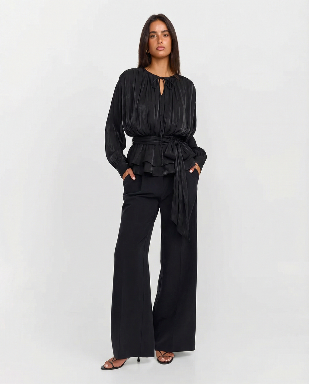 Gathered-Neck Peplum Top