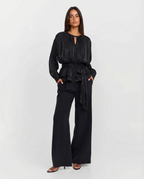 Gathered-Neck Peplum Top