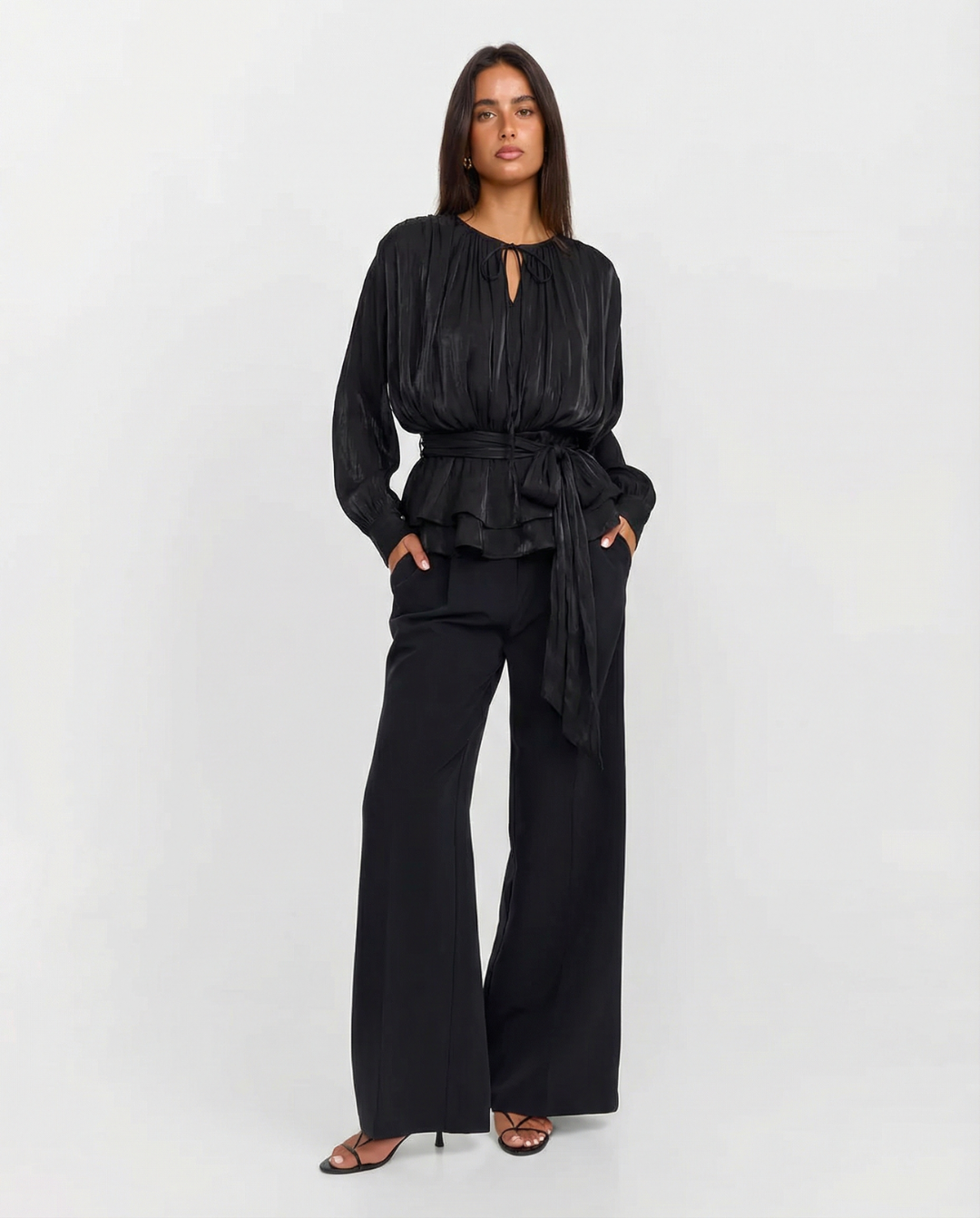 Gathered-Neck Peplum Top