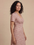 Floral Smocked V-Neck A-Line Dress