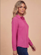 Classic Collared Button-Up Blouse