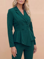 Green Peplum Blazer & Trouser Suit