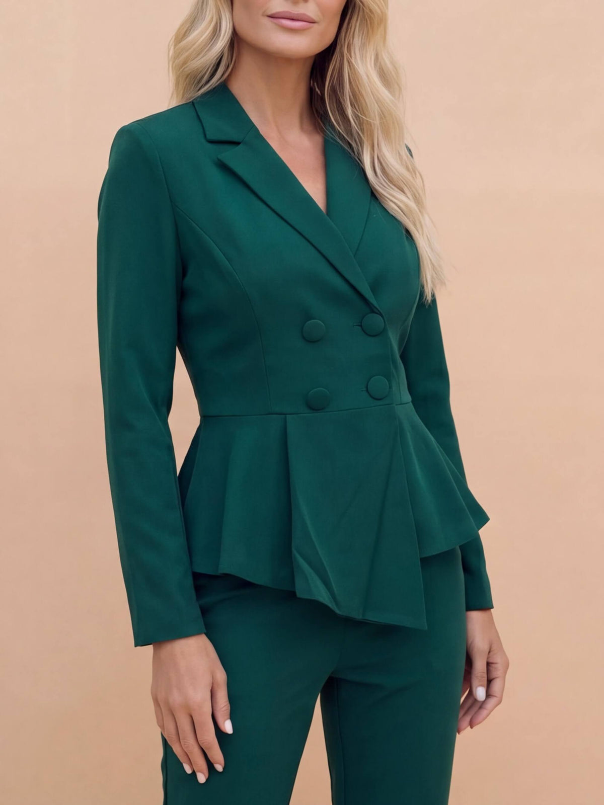 Green Peplum Blazer & Trouser Suit