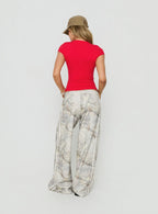 Wide-Leg Drawstring Sweatpants – Green Camo