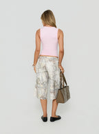 Longline Drawstring Sweat Shorts – Green Camo