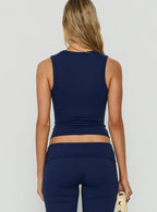 V-Neck Sculpt Tank – Navy