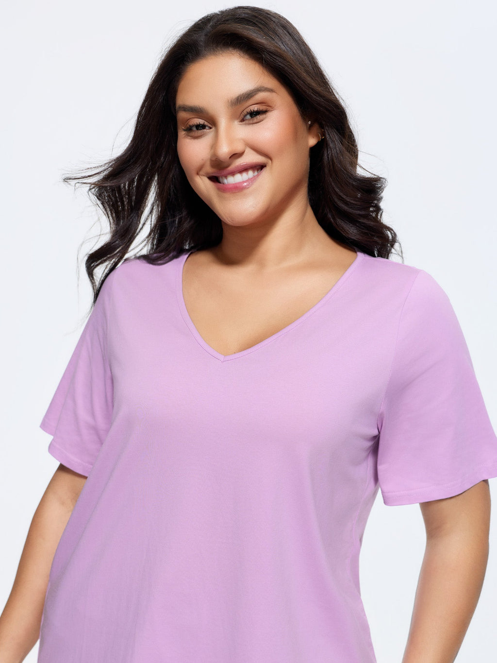 Plus Size Cotton V-Neck T-Shirt