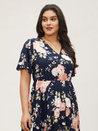 Plus Size Ditsy Floral Flutter-Sleeve Maxi Dress