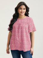Plus Size Floral Ruffle-Sleeve Blouse