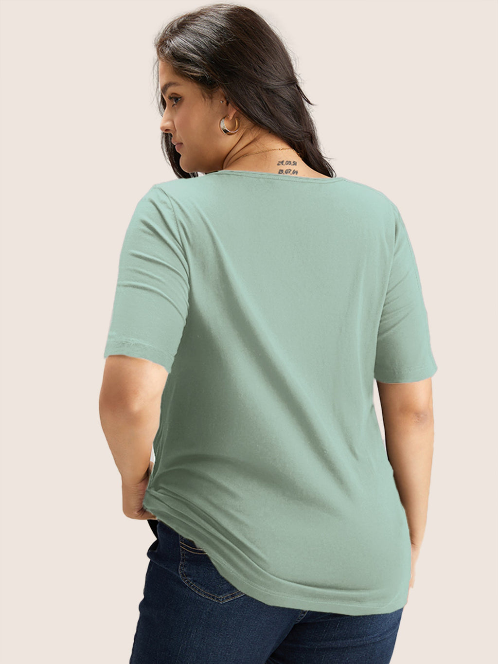 Plus Size Cotton V-Neck T-Shirt