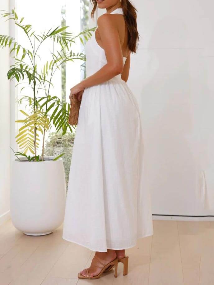 Noire Halter Midi Dress – Black