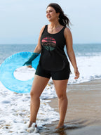 Plus Size Tropical Drawstring Swim Top