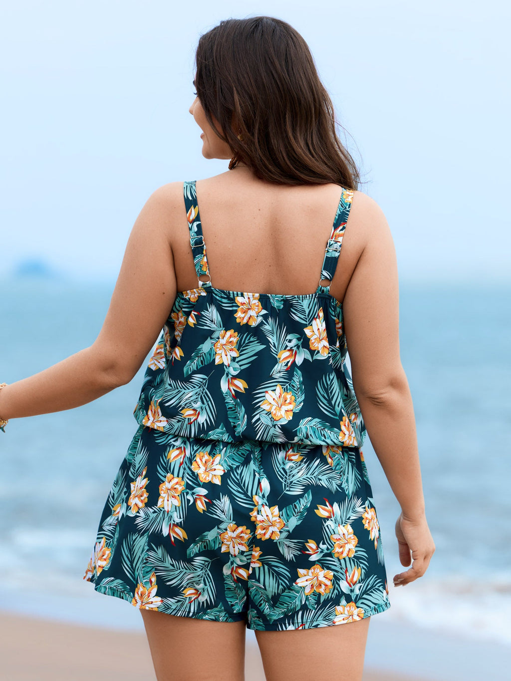 Plus Size Tropical Floral One-Piece Swimsuit