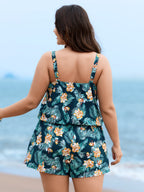 Plus Size Tropical Floral One-Piece Swimsuit