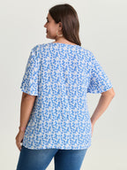 Plus Size Floral Ruffle-Sleeve Blouse