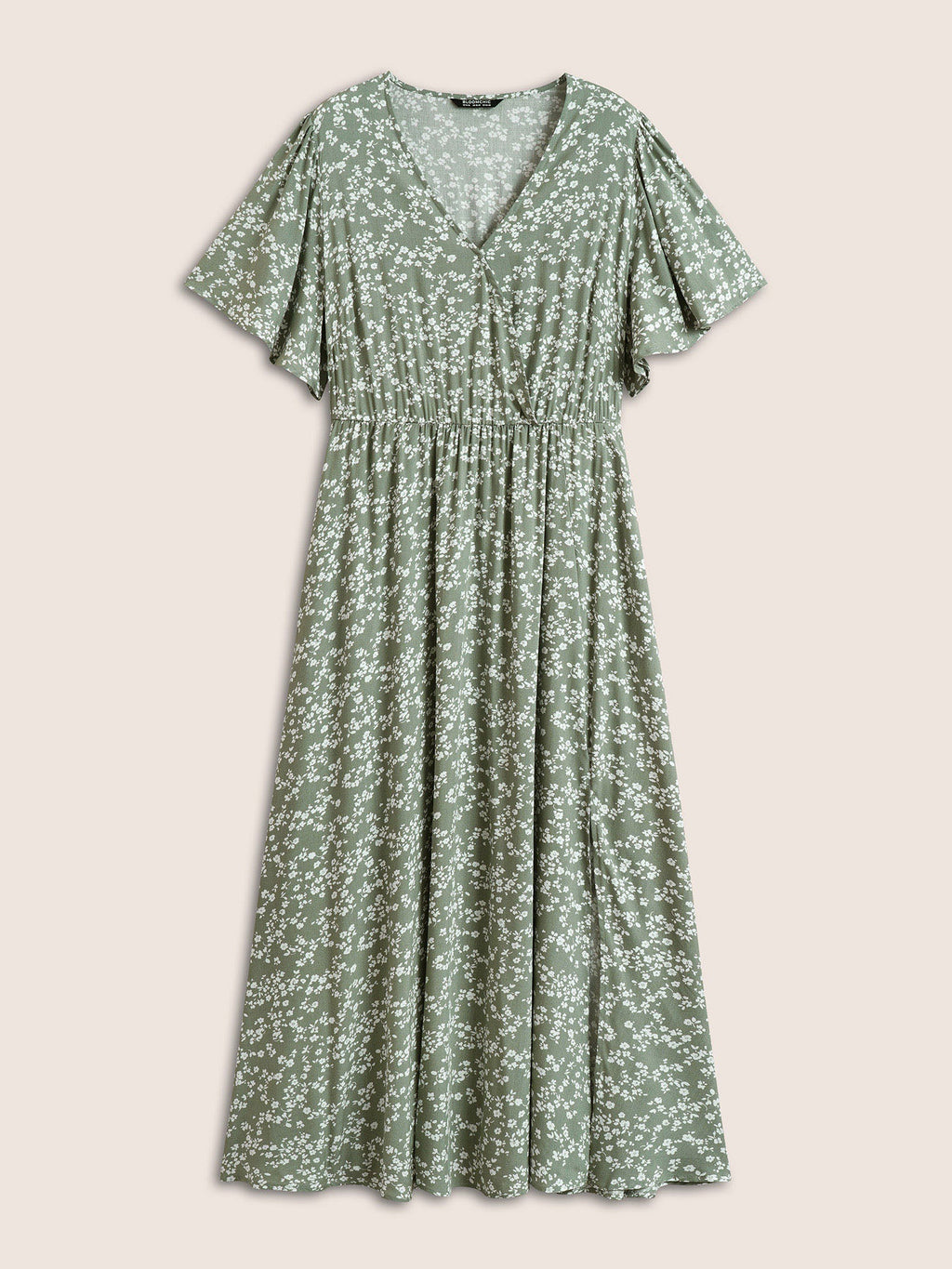 Plus Size Ditsy Floral Flutter-Sleeve Maxi Dress