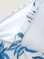 Plus Size Floral Swimsuit & Mesh Sarong Set