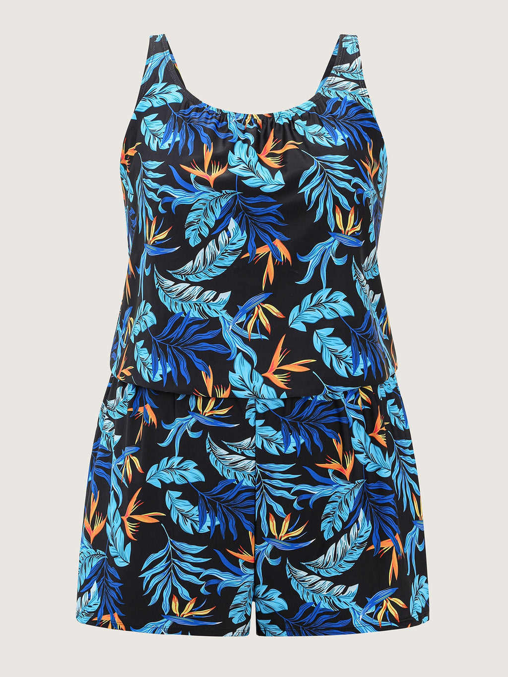 Plus Size Tropical Floral One-Piece Swimsuit