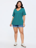 Plus Size Cotton V-Neck T-Shirt